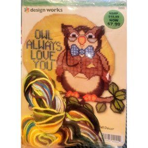 Design Works OWL ALWAYS LOVE YOU Needlepoint Plastic Canvas Wall Decor Kit #2203